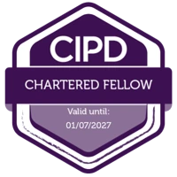 CIPD Chartered Fellow badge, valid until 1 July 2027