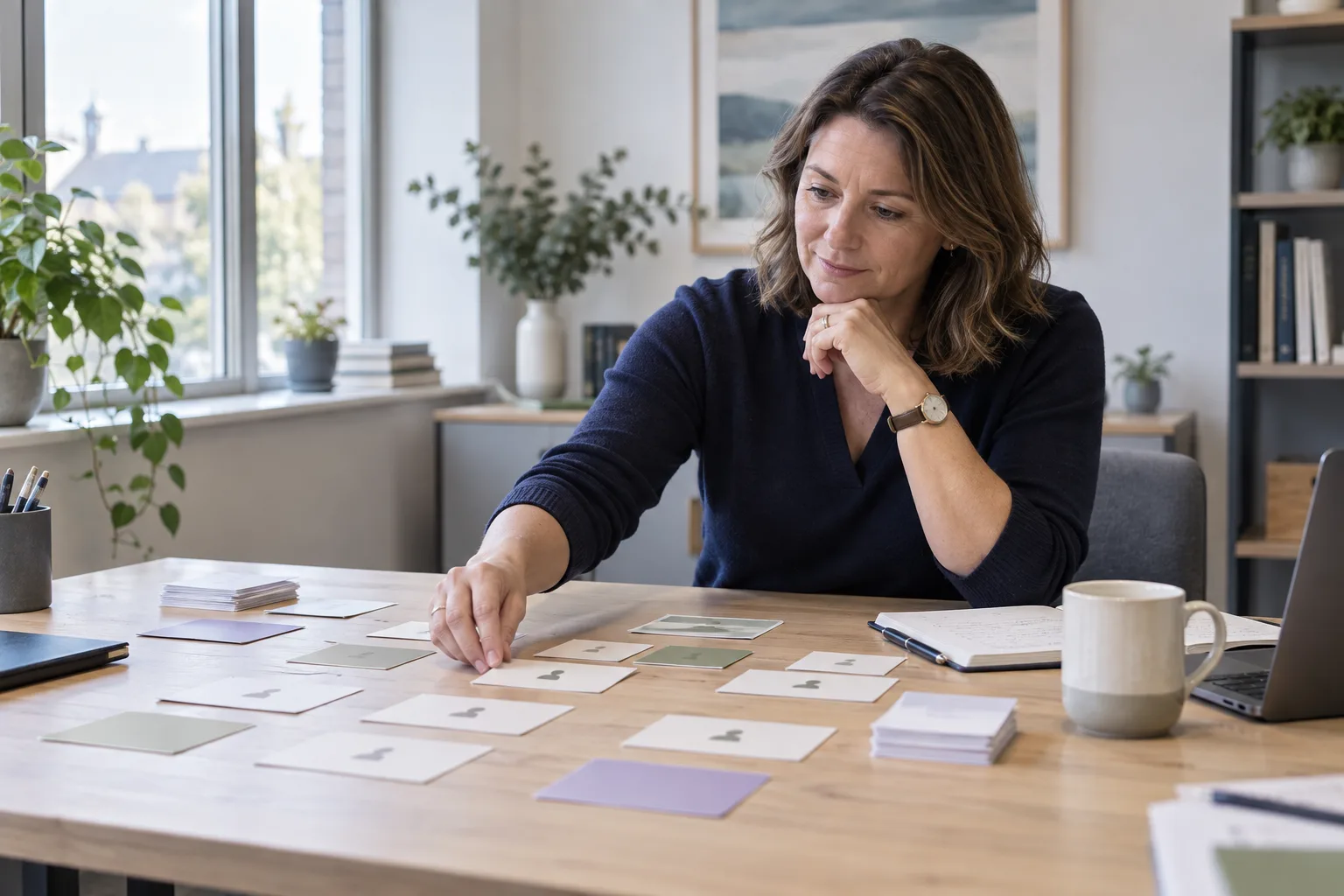 HR leader organising role and team planning notes before a workplace restructure