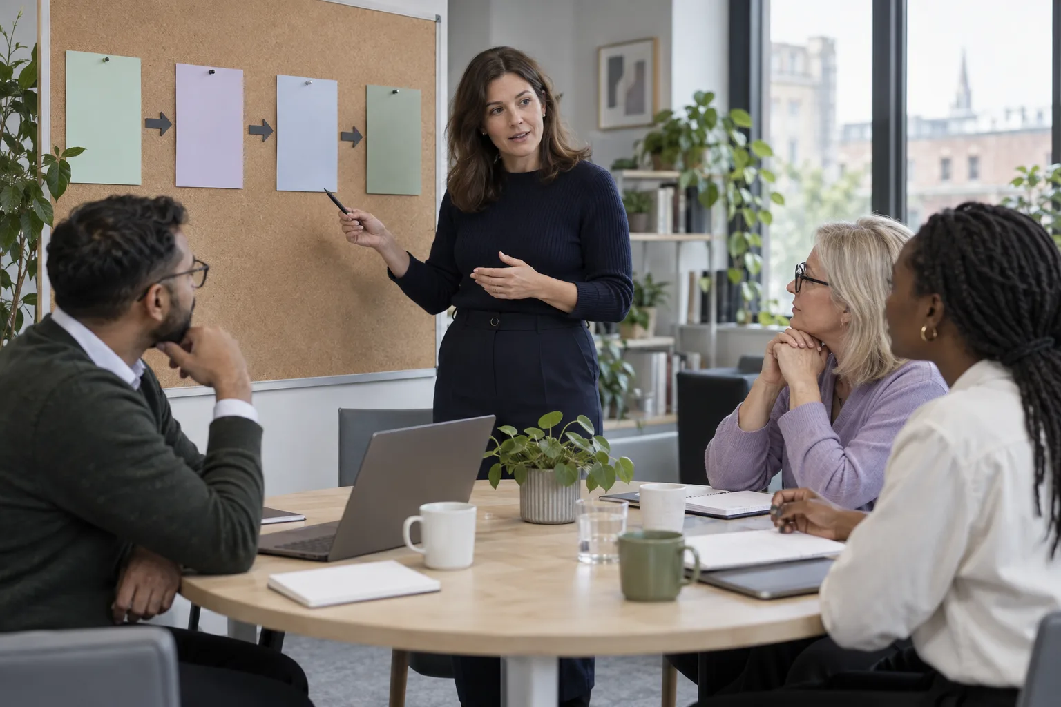 HR adviser presenting a clear employment rights timeline to workplace leaders